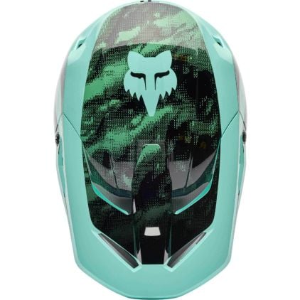 FOX V1 Kairos Black Turquoise Motocross Helmet - Chromeburner