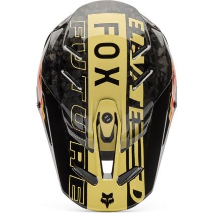 FOX V3 RS Inning Black Red Gold Motocross Helmet - Chromeburner