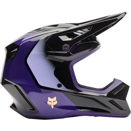 FOX V3 Drip Black Lila Motocross Helmet - Chromeburner