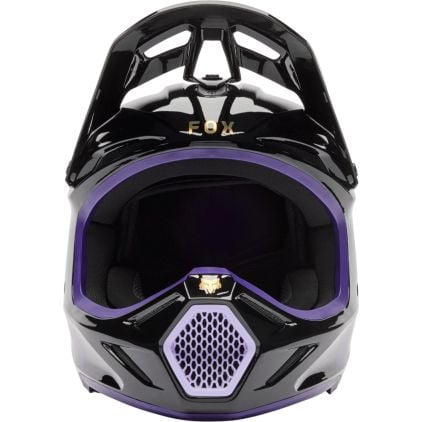 FOX V3 Drip Black Lila Motocross Helmet - Chromeburner