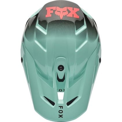 FOX V3 Drip Turquoise Motocross Helmet - Chromeburner
