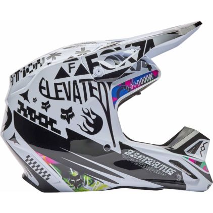 FOX V1 Image Cosmo White Black Motocross Helmet - Chromeburner
