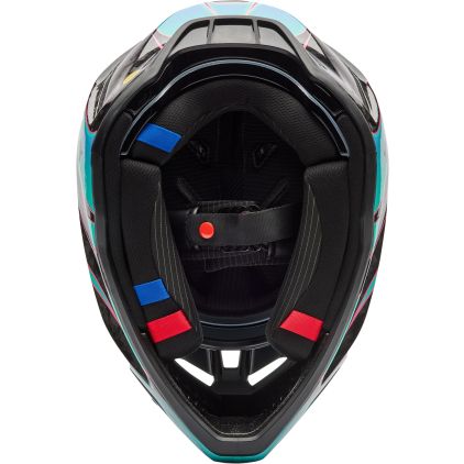FOX V3 RS Canvas Black Turquoise Motocross Helmet - Chromeburner