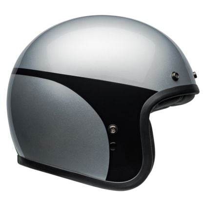 Bell Custom 500 Chassis Silver Black Jet Helmet - Chromeburner