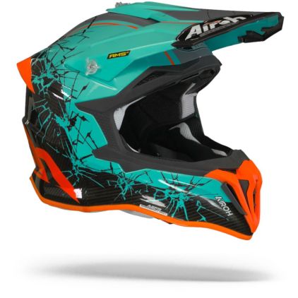 Airoh Striker Crack Blue Motocross Helmet - Chromeburner