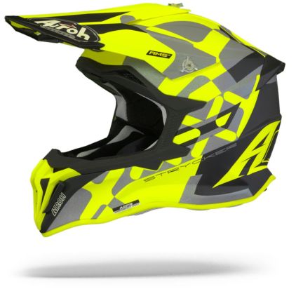 (今週限定)Airoh Strycker Helmet yellow matt Airoh Striker XXX Flat Yellow Motocross Helmet - Chromeburner