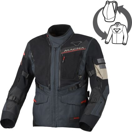 MACNA フード付きジャケット M(L) グレー プロテクター付 Macna Flexodus waterproof Motorcycle Textile Jacket - Chromeburner