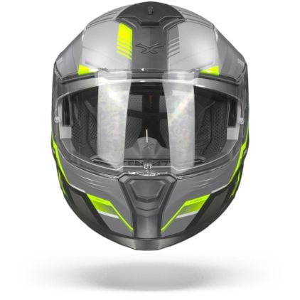 Nexx SX.100R Gridline Grey Neon Matt Full Face Helmet - Chromeburner
