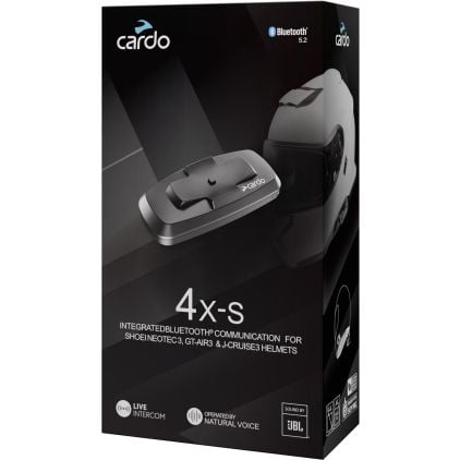 Cardo 4X-S Bluetooth Communication System Single Pack for Shoei