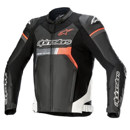 Alpinestars Gp Force Leather Jacket Airflow Black White Red Fluo