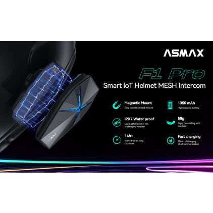 ASMAX F1 Plus Bluetooth Communication System Duo Pack - Chromeburner