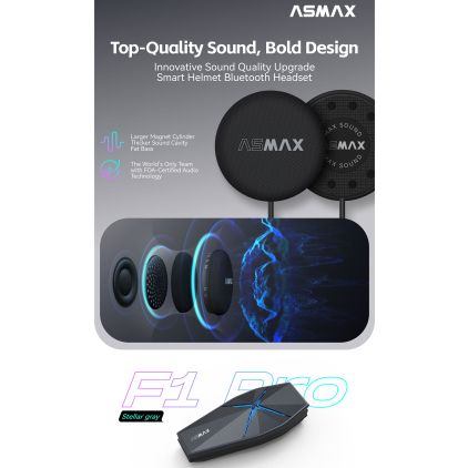 ASMAX F1 Pro Système de Communication Bluetooth Pack Simple