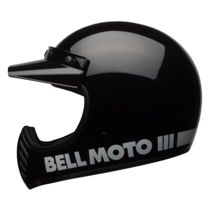 Bell Moto-3 Classic Solid Gloss Black Helmet Full Face - Chromeburner