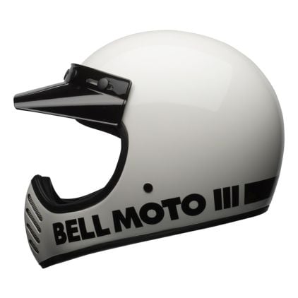 セキュリティ・セーフティ BELL MOTO3 White M Bell Moto-3 Classic Solid Gloss White Helmet Full Face - Chromeburner