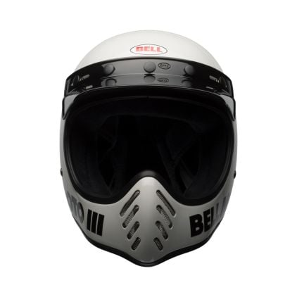 Bell Moto-3 Classic Solid Gloss White Helmet Full Face - Chromeburner