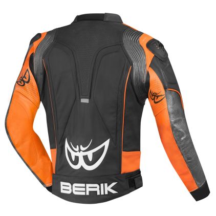 Berik Air-B Black Orange Leather Motorcycle Jacket - Chromeburner