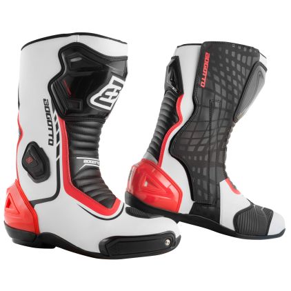 Bogotto Race-X Motorcycle Boots White Black Red - Chromeburner