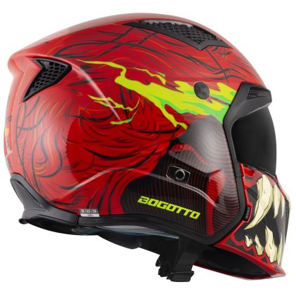 Bogotto Radic Bestia 22.06 Black Red Yellow Jet Helmet - Chromeburner