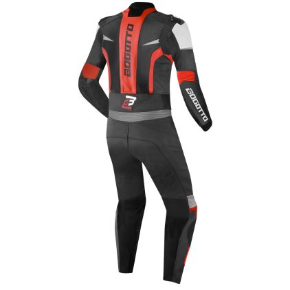 Bogotto Misano Black Red 2PC Leather Motorcycle Suit - Chromeburner