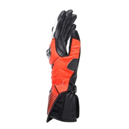 Dainese Carbon 4 Long Leather Gloves Black Fluo Red White