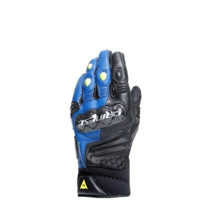 Dainese Carbon Short Leather Gloves Racing Black Fluo Yellow - Chromeburner