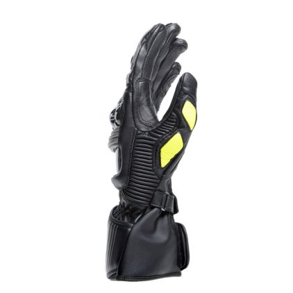 Dainese Druid 4 Leather Gloves Black Charcoal Gray Fluo Yellow