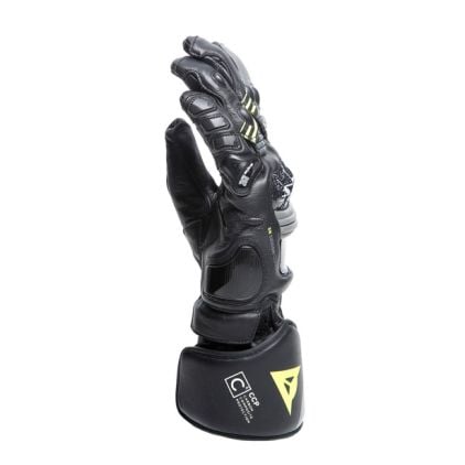 Dainese Druid 4 Leather Gloves Black Charcoal Gray Fluo Yellow