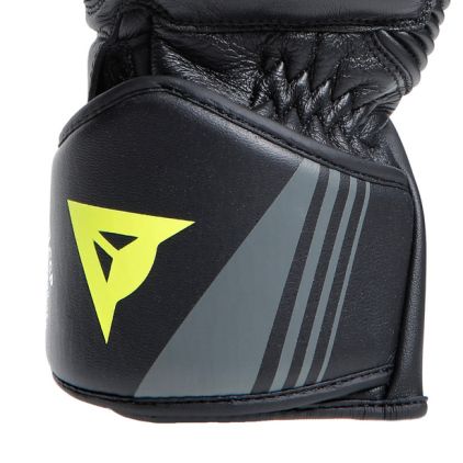 Dainese Druid 4 Leather Gloves Black Charcoal Gray Fluo Yellow
