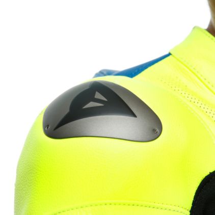 Dainese Gen-Z Junior Leather 1Pc Suit Perf. Fluo-Yellow Light Blue