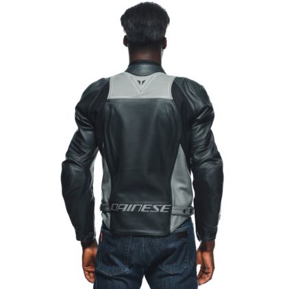 Dainese Racing 4 Leather Jacket Perf. Black Charcoal Gray