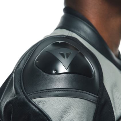 Dainese Racing 4 Leather Jacket Perf. Black Charcoal Gray