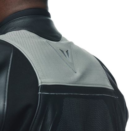 Dainese Racing 4 Leather Jacket Perf. Black Charcoal Gray
