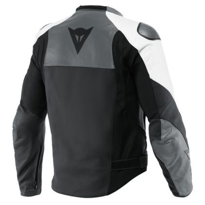 Dainese Sportiva Leather Jacket Black Matt Anthracite White