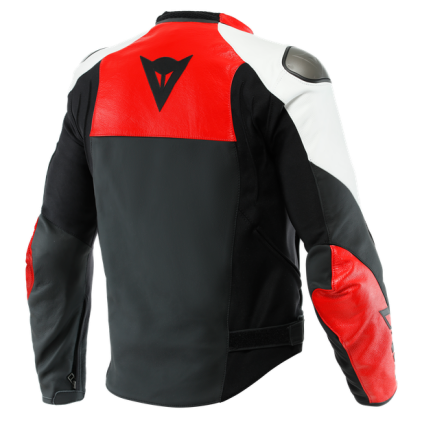 Dainese Sportiva Leather Jacket Black Matt Lava Red White