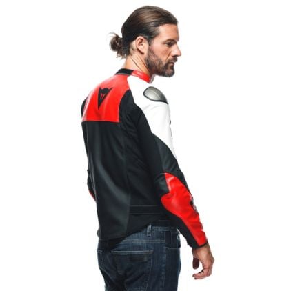Dainese Sportiva Leather Jacket Black Matt Lava Red White