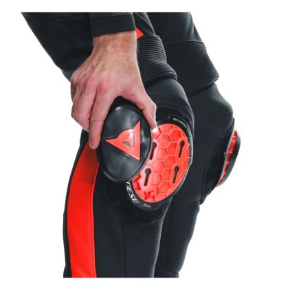 Dainese Super Speed Leather Pants Black Red Fluo - Chromeburner