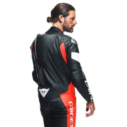 Dainese Tosa 1 Pcs Leather Suit Perf Black Fluo Red White