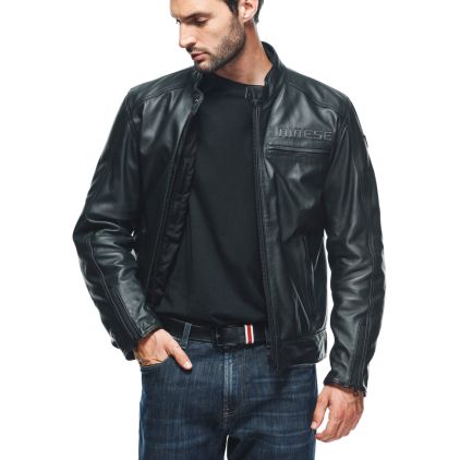 Dainese Zaurax Leather Jacket Black - Chromeburner