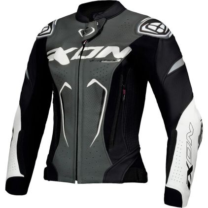 Ixon Vortex JKT L Noir Anthracite Blanc Femmes Blouson Moto Cuir
