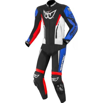 Berik Monza Black White Red Blue Two Piece Motorcycle Suit