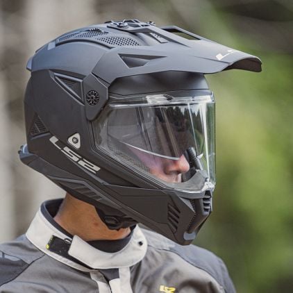 LS2 MX702 Pioneer II Matt Black Adventure Helmet - Chromeburner