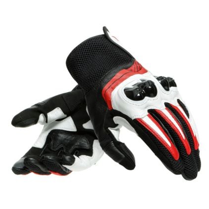 Dainese Mig 3 Unisex Leather Gloves Black White Lava Red