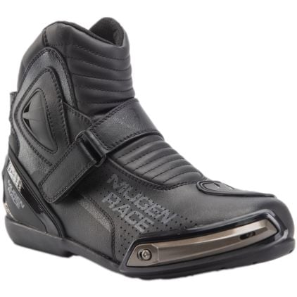 MUGENRACE Hurry Perforated Black Motorcycle Shoes Chromeburner