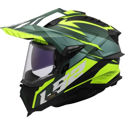 LS2 MX701 Explorer Spire Green H-Vis Yellow 06 Adventure Helmet