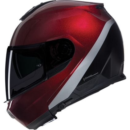 helmets with a ratchet strap like the nolan Nolan N100-6 Verniciatura Speciale 341 Visceral Red Black Glossy Flip Up  Helmet