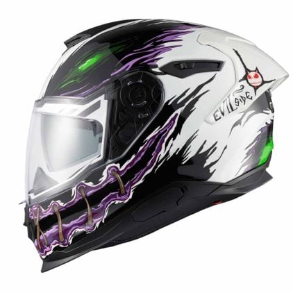 Nexx Y.100R Night Rider White Full Face Helmet - Chromeburner