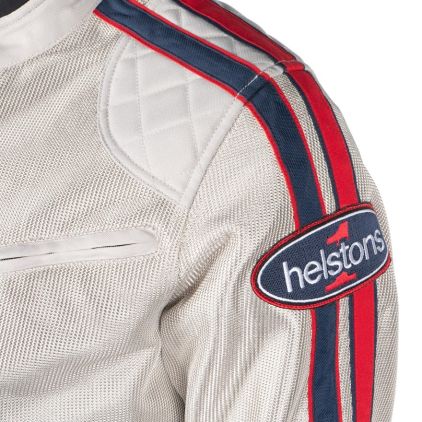 Helstons Pace Air Fabric Mesh Silver Red Blue Jacket - Chromeburner