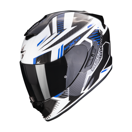 Scorpion Exo-1400 Evo Air Shell White-Blue Full Face Helmet
