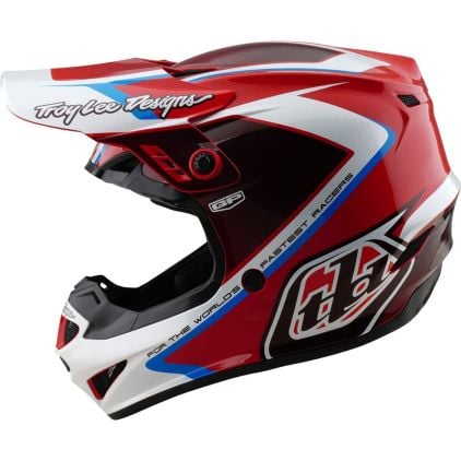 パーレース/ワンドロップ Troy Lee Designs GP Shutter Red Motocross Helmet - Chromeburner