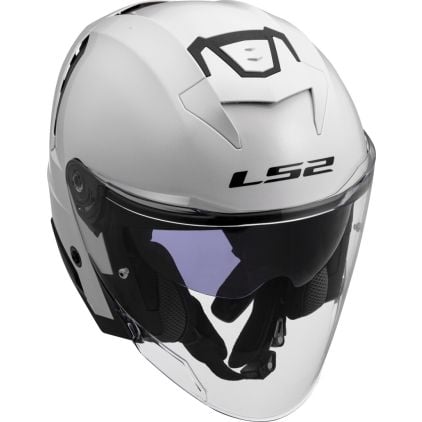 LS2 OF618 Verso II Solid White Jet Helmet - Chromeburner